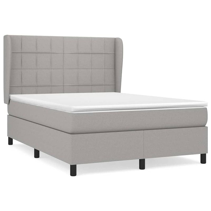 Foto van The living store boxspringbed - lichtgrijs - 203x147x118/128 cm - pocketvering matras - middelharde ondersteuning -