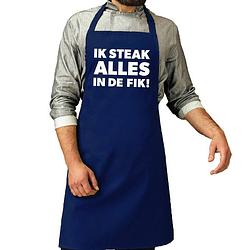 Foto van Schort ik steak alles in de fik kobalt blauw voor heren - feestschorten