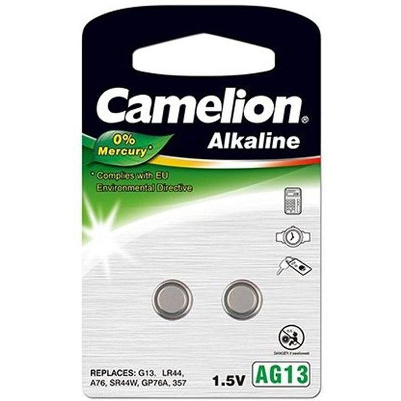 Foto van Camelion knoopcelbatterij lr44/a76 alkaline 1.5v 2 stuks