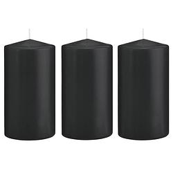 Foto van 3x kaarsen zwart 8 x 15 cm 69 branduren sfeerkaarsen - stompkaarsen