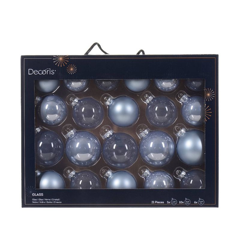 Foto van Decoris - kerstbal glas d7 cm mblw ass 21st kerst