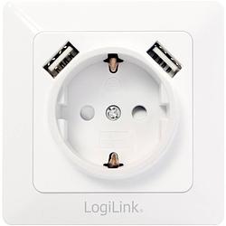 Foto van Logilink pa0162 1-voudig inbouwstopcontact met usb, kinderbeveiliging ip20 wit