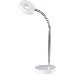 Foto van Led bureaulamp - tafelverlichting - trion renny - 4w - warm wit 3000k - rond - mat wit - aluminium