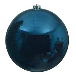 Foto van Grote raam/deur/kerstboom decoratie donkerblauwe kerstballen 20 cm glans - kerstbal