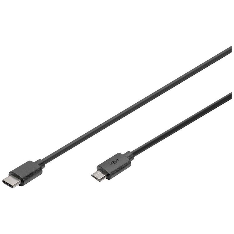 Foto van Digitus usb-kabel usb 3.2 gen1 (usb 3.0 / usb 3.1 gen1) usb-c stekker, usb-micro-b 3.0 stekker 1.80 m zwart rond, stekker past op beide manieren, afgeschermd