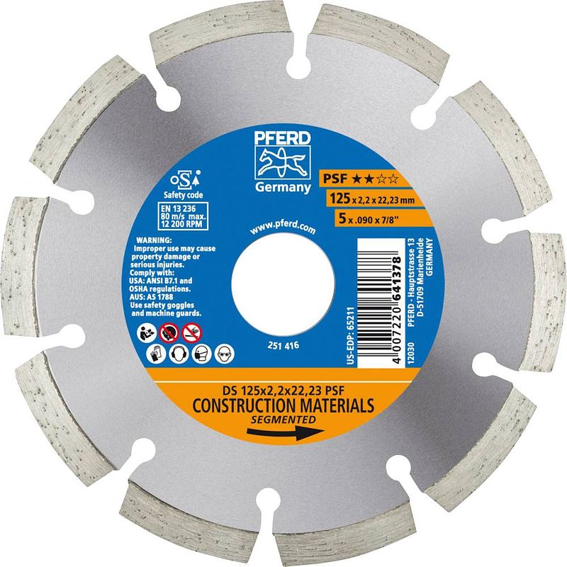 Foto van Pferd 68012221 ds psf diamanten doorslijpschijf diameter 125 mm 1 stuk(s)