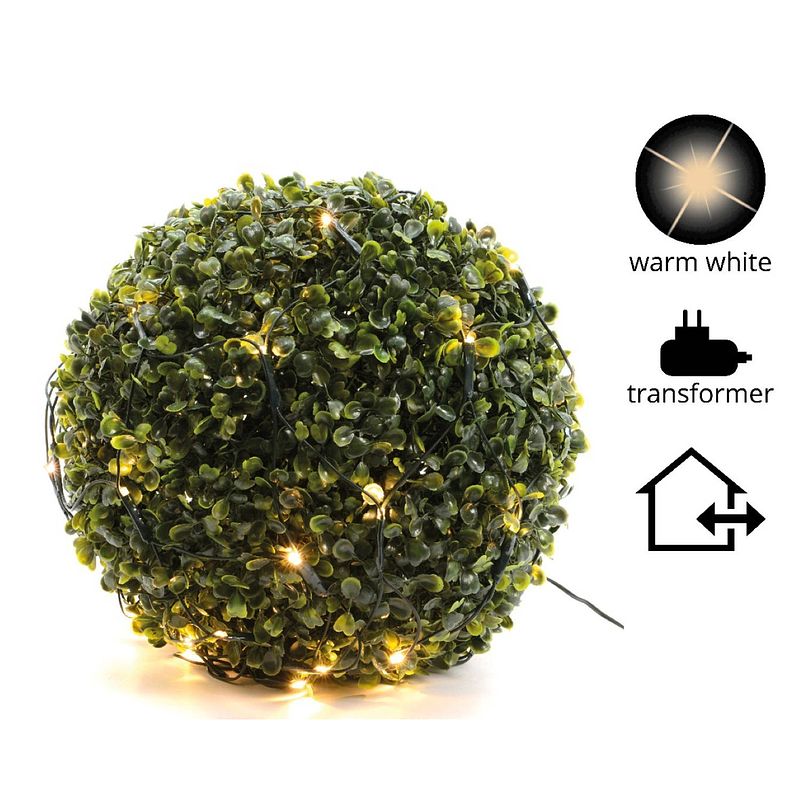 Foto van Led netverlichting buxus buit/dia80cm-120l/groen/warm wit