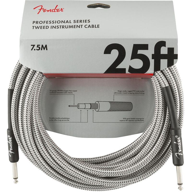 Foto van Fender professional tweed instrumentkabel 7.5 meter wit