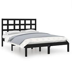 Foto van The living store klassiek bedframe - massief grenenhout - 205.5 x 185.5 x 31 cm - zwart