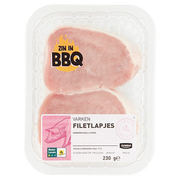 Foto van 1+1 gratis | jumbo varkens filetlapjes 2 stuks 230g aanbieding bij jumbo