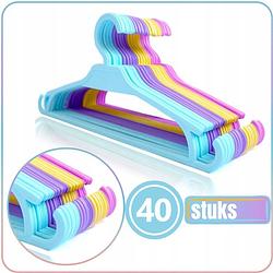 Foto van Synx tools kleding hangers set 40 stuks - mix kleur - kinderen kleerhangers - klerenhangers voor kinderkleding