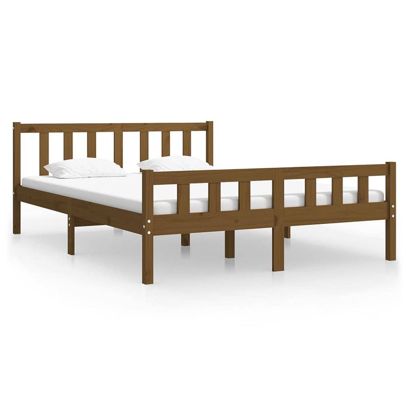 Foto van The living store bedframe - grenenhout - honingbruin - 120x190 cm - stabiel en comfortabel