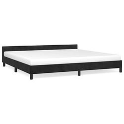 Foto van The living store bedframe - fluweel - ondersteunende poten - multiplex lattenbodem - zwart - 203 x 206 x 50 cm -