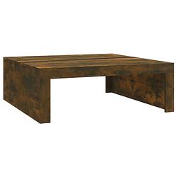 Foto van The living store salontafel 100x100x35 cm bewerkt hout gerookt eikenkleurig - tafel