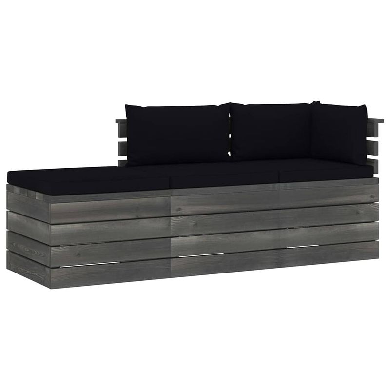 Foto van Infiori 3-delige loungeset met kussens pallet massief grenenhout