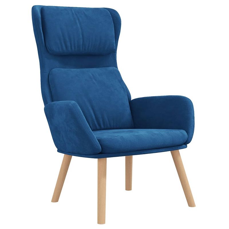 Foto van The living store fauteuil velvet - blauw 70x77x98 cm - optimaal zitcomfort