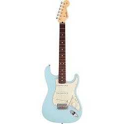 Foto van Fender made in japan junior collection stratocaster rw satin daphne blue elektrische gitaar met gigbag