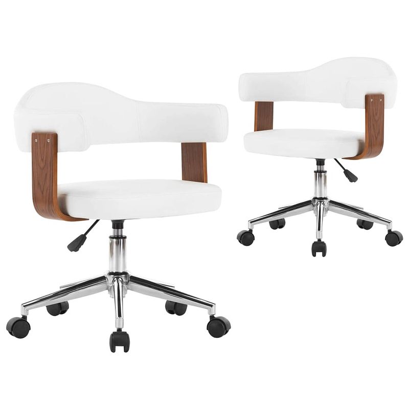 Foto van The living store draaibare eetkamerstoelen - set van 2 - wit - kunstleer - 49.5 x 51.5 x (94.5-115.5) cm