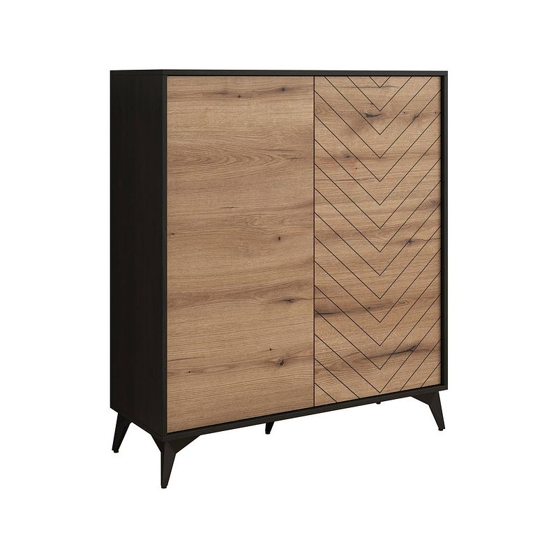 Foto van Meubella dressoir dolores - eiken - zwart - 104 cm - hoog