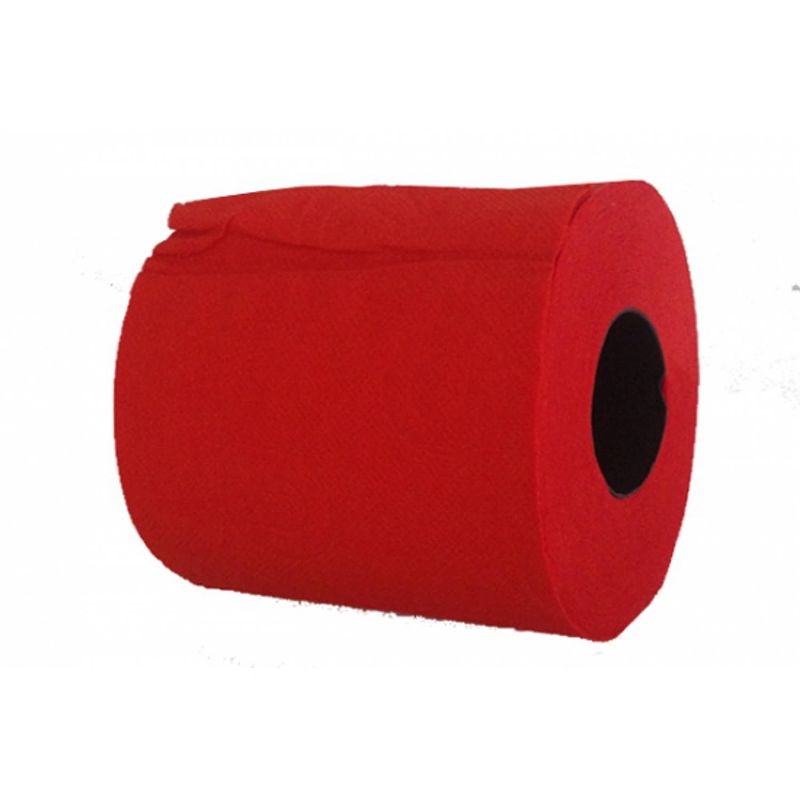 Foto van 2x rood toiletpapier rol 140 vellen - feestdecoratievoorwerp