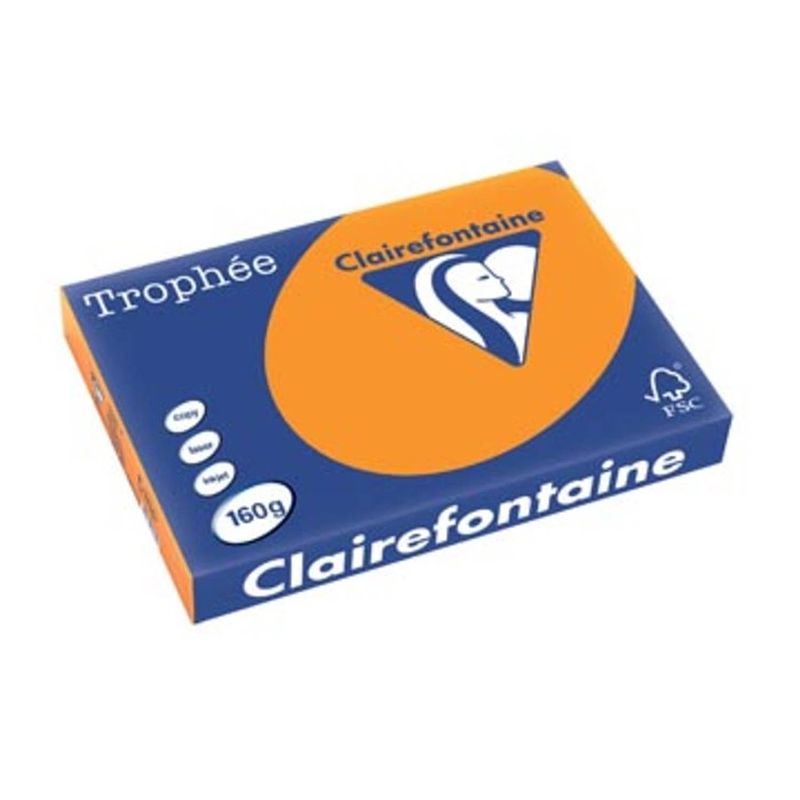 Foto van Clairefontaine trophée intens a3 fel oranje, 160 g, 250 vel