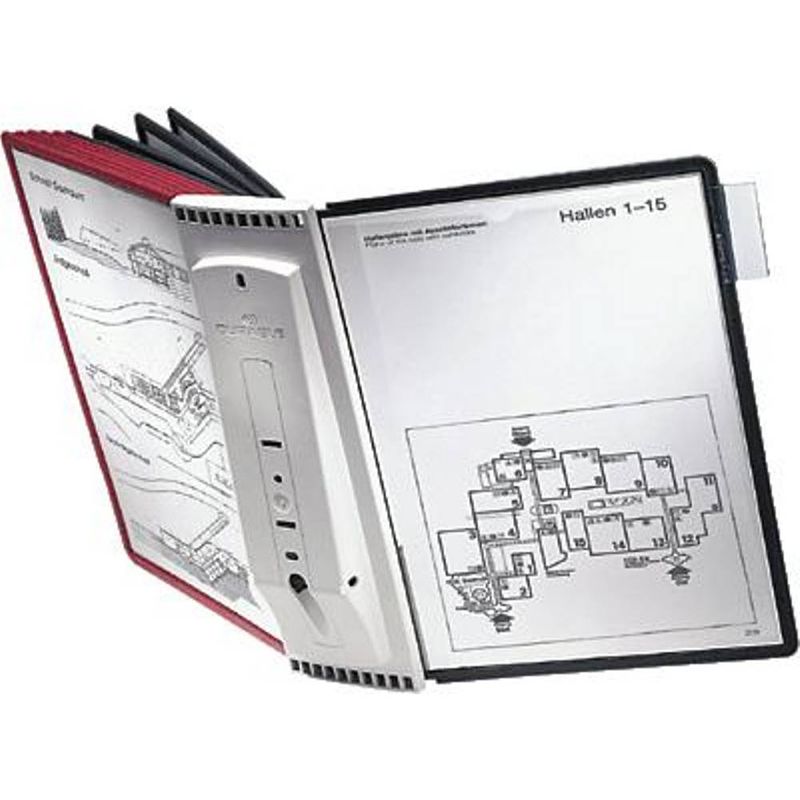 Foto van Durable wandhouder voor bureaustandaard sherpa wall 10 - 5631 rood, zwart din a4 aantal meegeleverde displaypanels 10