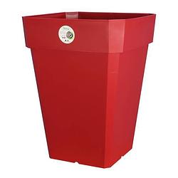 Foto van Riviera square soleilla plastic bloempot - 49 x 49 x h 50 cm - 65 l - rood