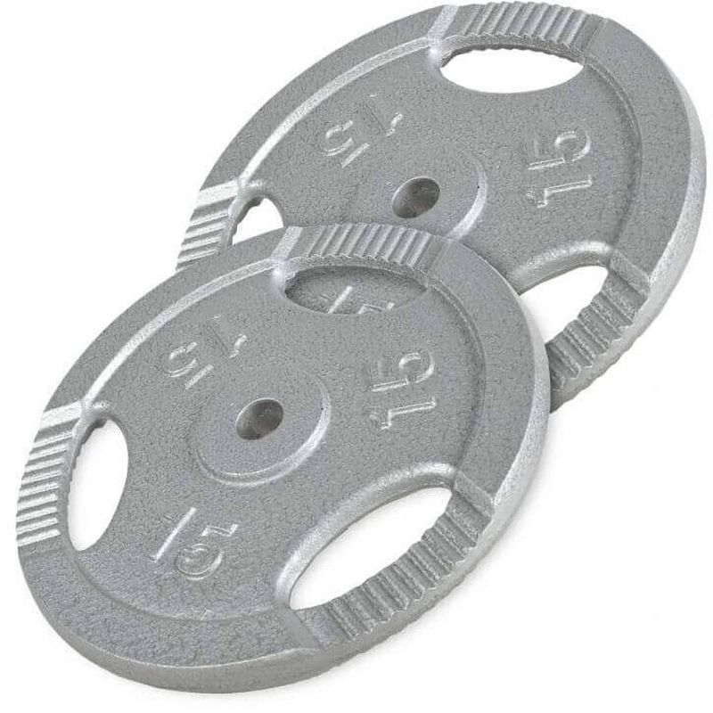 Foto van Gorilla sports halterschijven set - bundel 2 x 15 kg - gripper gietijzer - 30 mm