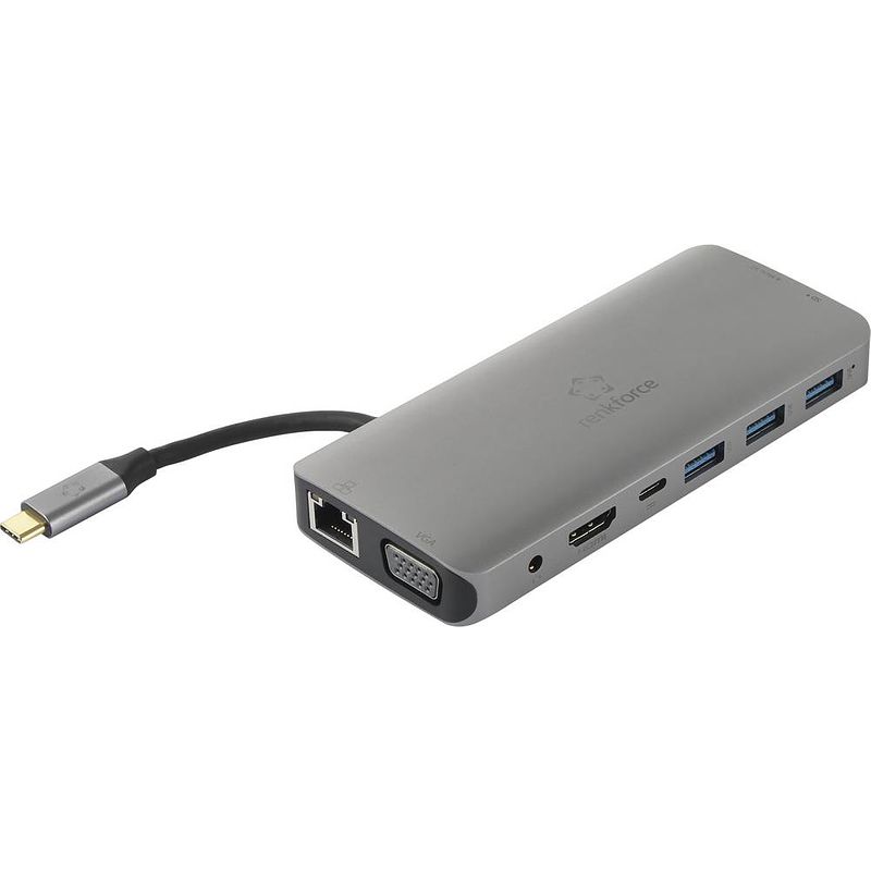 Foto van Renkforce rf-4533846 usb-c laptopdockingstation geschikt voor merk: universeel, apple macbook incl. laadfunctie