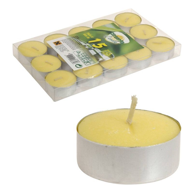 Foto van 30x stuks citronella waxinelichtjes anti muggen - waxinelichtjes