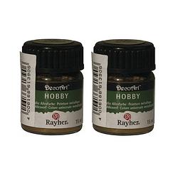 Foto van 2x acrylverf/hobbyverf goud 15 ml hobby materiaal - hobbyverf