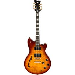 Foto van Evh sa-126qm special tobacco burst semi-akoestische gitaar met koffer