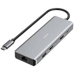 Foto van Hama connect2media usb 3.2 gen 1-hub 9 poorten met snellaadpoort, met usb-c stekker, ultra hd-geschikt grijs