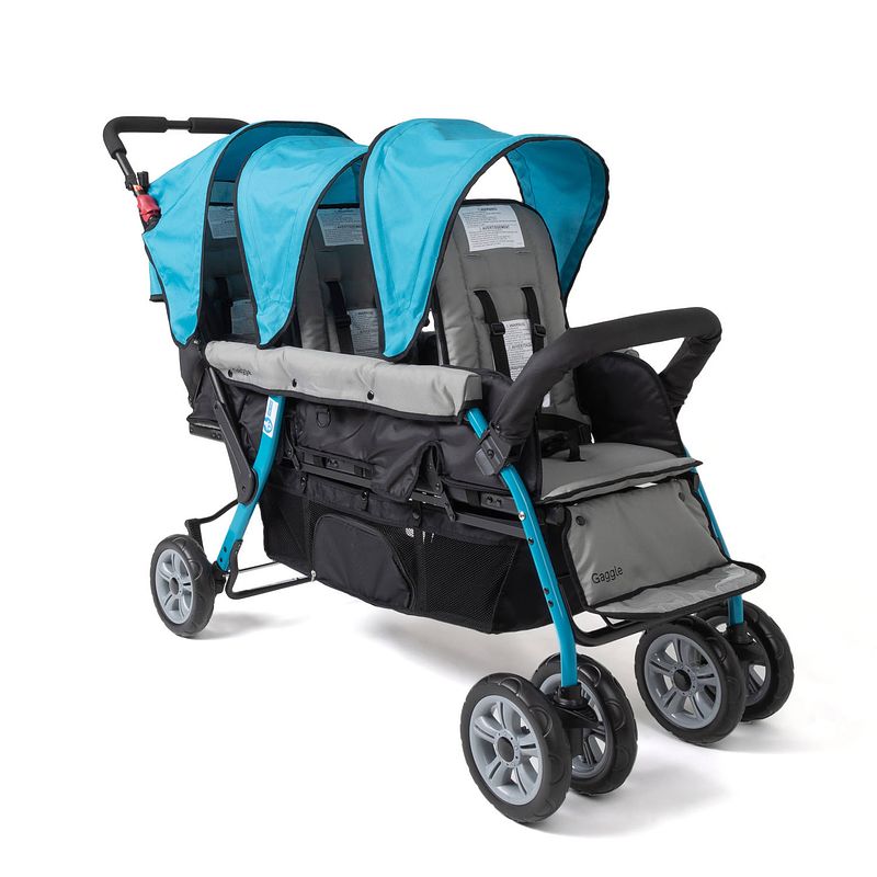 Foto van Gaggle compass kinderwagen voor 3 kinderen in turquiose