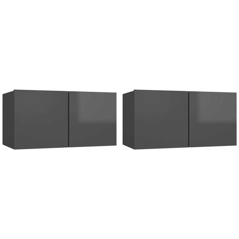 Foto van Vidaxl tv-hangmeubelen 2 st 60x30x30 cm hoogglans grijs