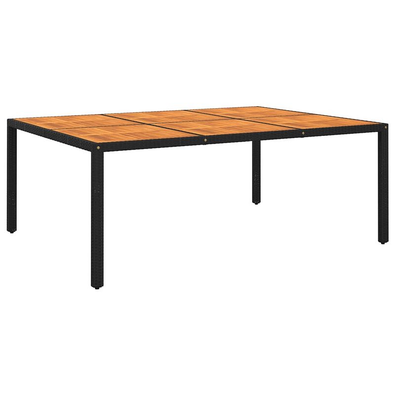 Foto van Vidaxl tuintafel 200x150x75 cm acaciahout en poly rattan zwart