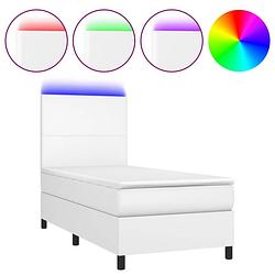 Foto van Vidaxl boxspring met matras en led kunstleer wit 90x190 cm