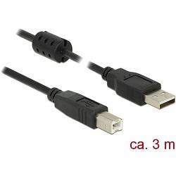 Foto van Delock usb-kabel usb 2.0 usb-a stekker, usb-b stekker 3.00 m zwart met ferrietkern 84898