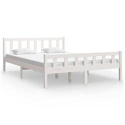 Foto van The living store bedframe grenenhout - king size - wit 150 x 200 cm