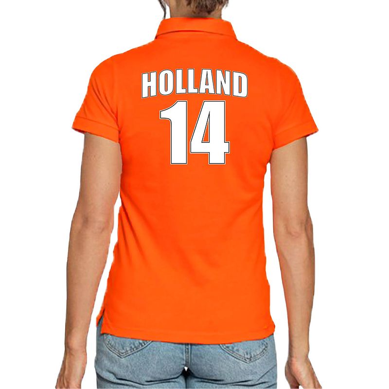 Foto van Holland shirt met rugnummer 14 - nederland fan poloshirt / outfit voor dames s - feestshirts