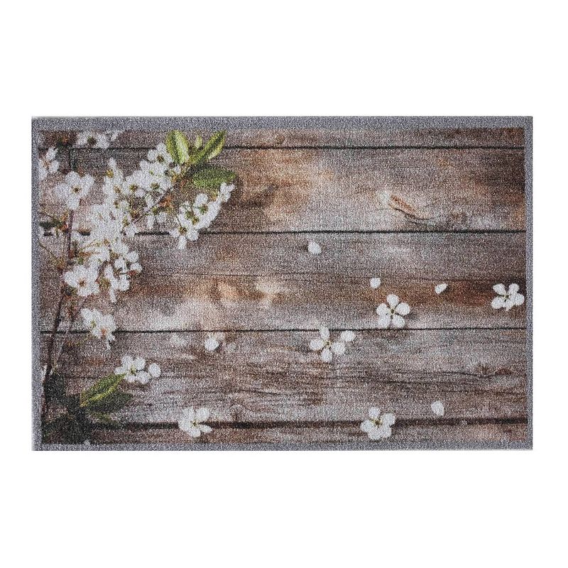 Foto van Md entree - schoonloopmat - impression flowers on wood - 40 x 60 cm