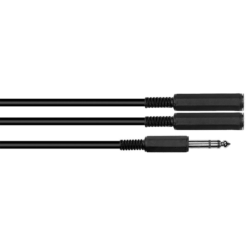 Foto van Yellow cable b2fst 1x 6.3mm trs male - 2x 6.3mm ts female y-kabel