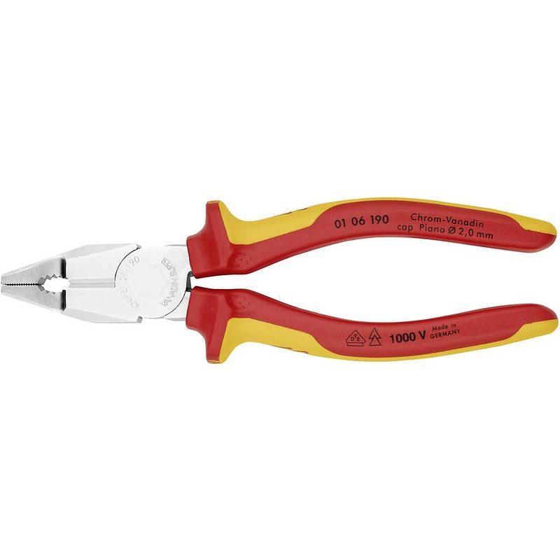 Foto van Knipex 01 06 190 vde combinatietang 190 mm din iso 5746, din en 60900