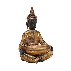 Foto van Boeddha beeld met schaal goud 37 cm - beeldjes