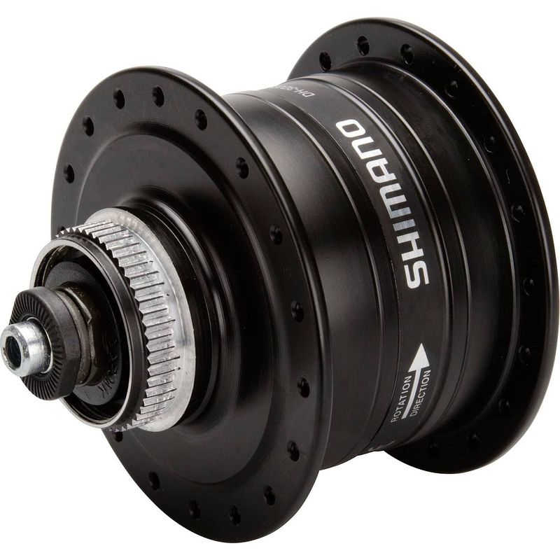 Foto van Shimano dh-3d37-qr naafdynamo 36g uitval disc 6v/3 watt zwart