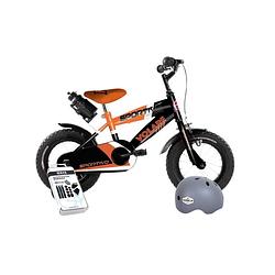 Foto van Volare kinderfiets sportivo - 12 inch - oranje/zwart - inclusief fietshelm + accessoires