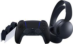 Foto van Playstation 5 dualsense controller midnight black + gaming headset + oplaadstation