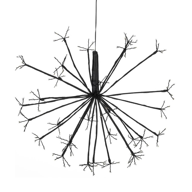 Foto van Luca - dandelion hanging zwart warm wit 120led ip44 h32xd45cm kerst