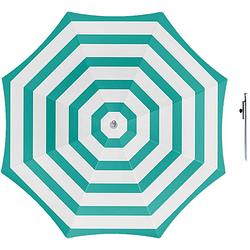 Foto van Parasol - groen/wit - d160 cm - incl. draagtas - parasolharing - 49 cm - parasols