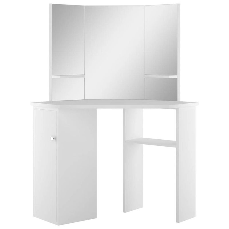 Foto van The living store kaptafel wit mdf - 111x54x141.5 cm - spiegel - opbergruimte